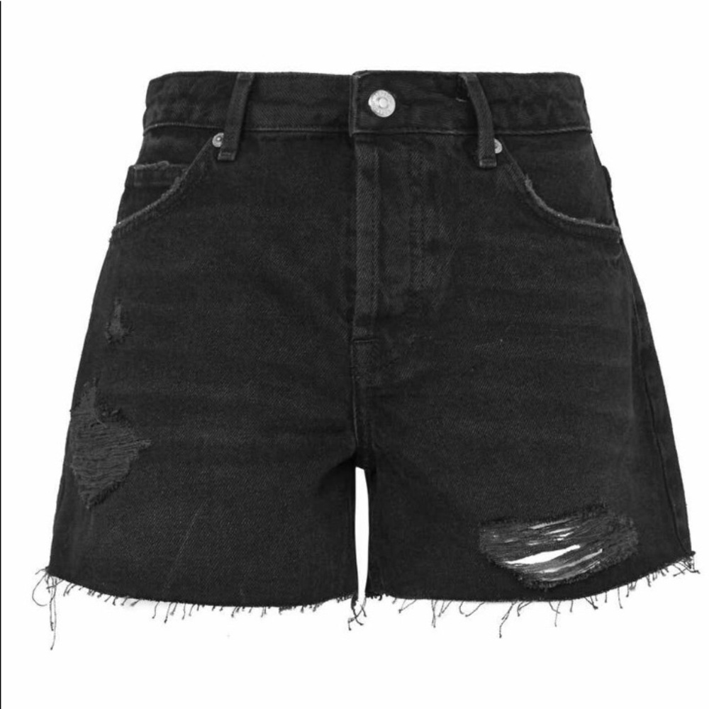 TopShop Ashley Distressed Black Boyfriend Shorts